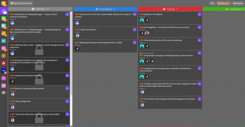 Ejemplo de planificación de Blasphemous en Hack'N'Plan